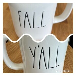 RARE‎ Ray Dunn 2 Sided "Fall Y'All" Coffee/Tea Mug W Orange Interior. New